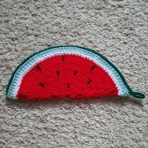 Handcrafted crochet watermelon pot holder